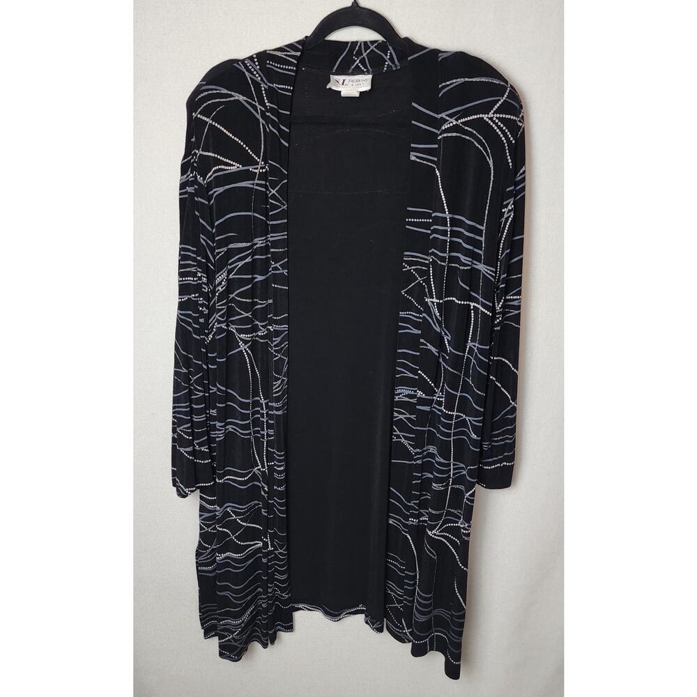 Vintage S.L. Fashions blazer/cardigan womens 22 Black 80's  shoulder pads classy